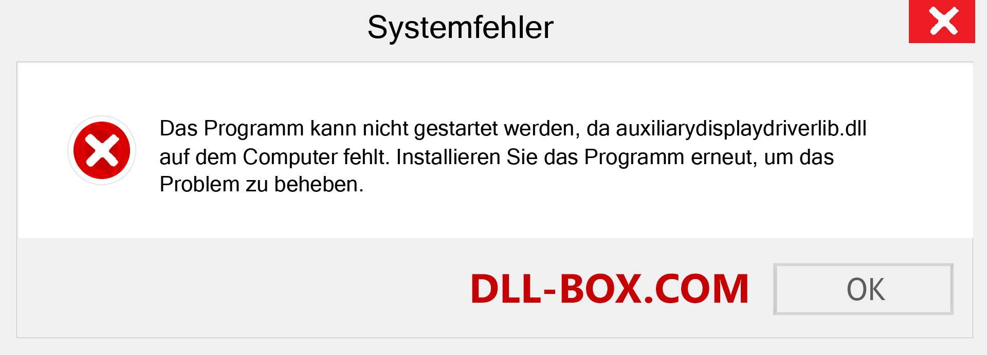 auxiliarydisplaydriverlib.dll-Datei fehlt?. Download für Windows 7, 8, 10 - Fix auxiliarydisplaydriverlib dll Missing Error unter Windows, Fotos, Bildern