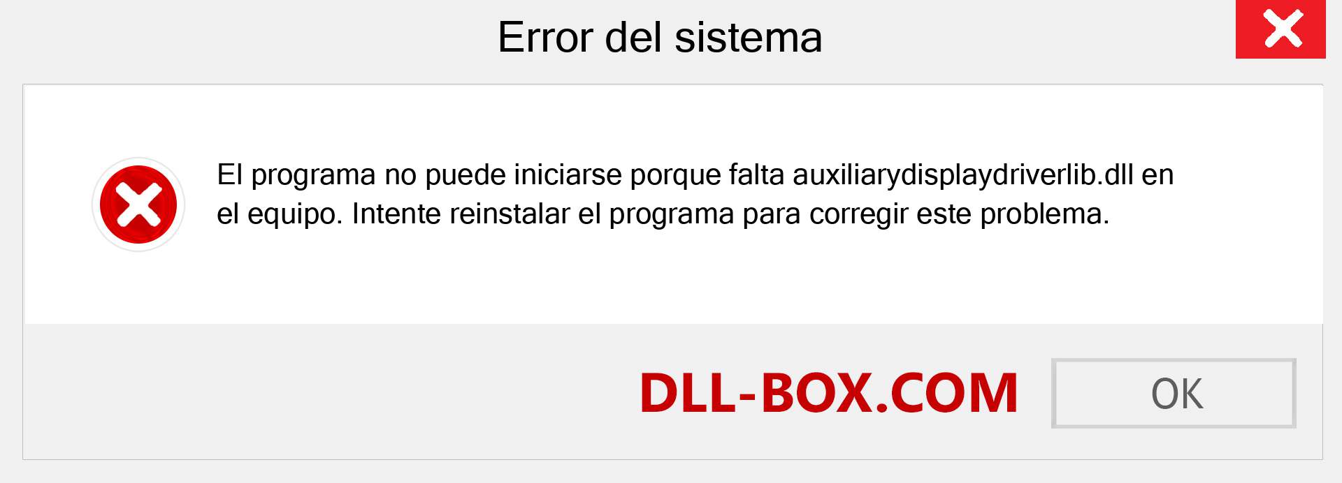 ¿Falta el archivo auxiliarydisplaydriverlib.dll ?. Descargar para Windows 7, 8, 10 - Corregir auxiliarydisplaydriverlib dll Missing Error en Windows, fotos, imágenes